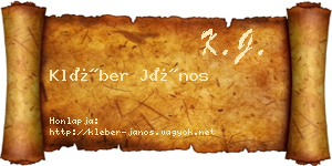 Kléber János névjegykártya